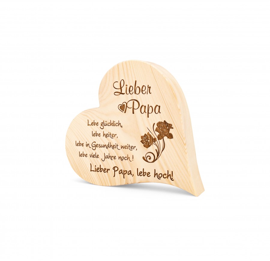 Zirbenherz Lieber Papa 12cm  Kronkorkenhalter & Trinkspiel